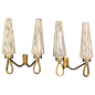 Pair of Double Arm Italian Midcentury Murano Sconces with Glass by Venini For Sale at 1stDibs