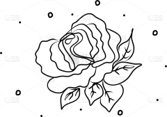 绘画插图,彩色书,乱画,手,轮廓线画,玫瑰,黑色,极简构图,人老心不老,模板