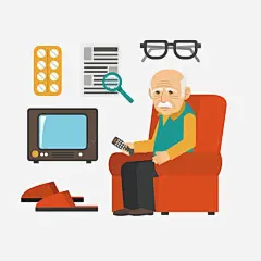 看电视的老爷爷高清素材 拖鞋 电视 眼镜 老爷爷 元素 免抠png 设计图片 免费下载 页面网页 平面电商 创意素材