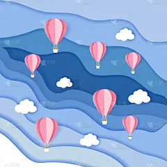 在云和天空中放飞彩色的气球。