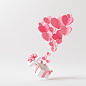 Free photo front view of lots of pink hearts coming out of a present box