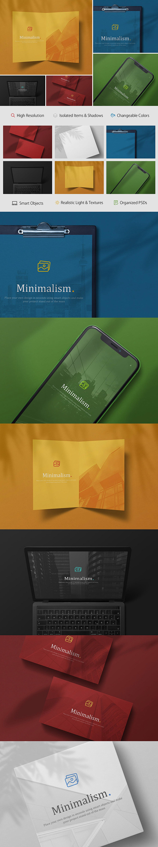 时尚高端简约逼真质感的品牌设计VI样机展...