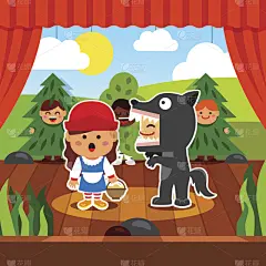 戏剧,学龄前,绘画插图,性格,卡通,模板,学校,演员,舞台,女婴