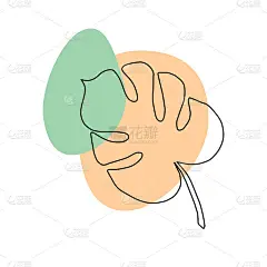 矢量手绘涂鸦素描怪物叶和抽象点
