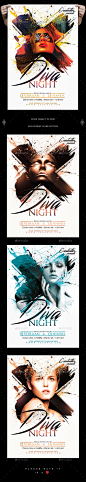 Diva Night Flyer — PSD Template #vip #ladies night • Download ➝ https://graphicriver.net/item/diva-night-flyer/18329355?ref=pxcr