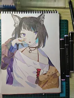 临摹，猫耳朵女孩，这幅画的时候状态不好，所以就这样了......
