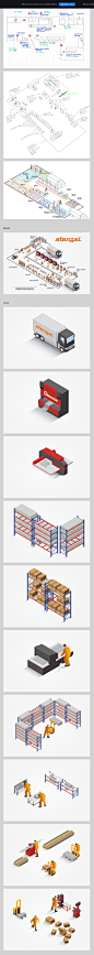 Isometric production process on Behance