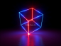 3d render, glowing lines, neon lights, abstract background, virtual reality, cube cage, ultraviolet, infrared, spectrum vibrant colors, laser show