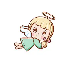 手绘卡通Q版翅膀女孩插画PNG素材插图天使小头像人物翅膀