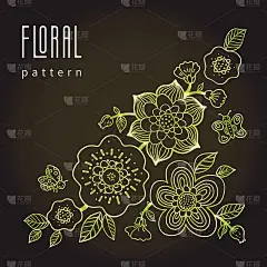 美丽的夏季矢量小插画与蝴蝶。