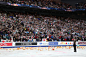 Yuzuru Hanyu of Japan applauds fans while fans throw in soft toys of WinniethePooh after competing in the Men Free Skating on day four of the 2019...