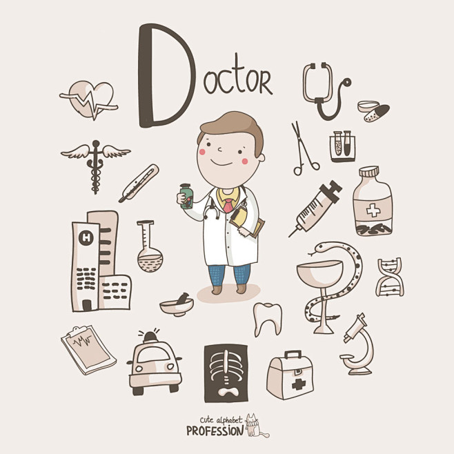 卡通医生与医疗工具图片