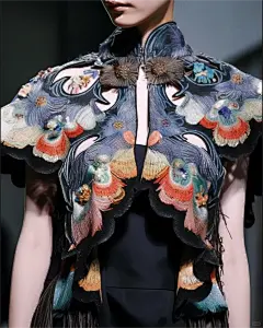 新中式绒花堆绫绣云肩设计