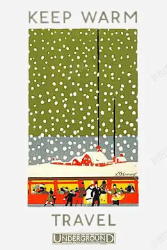 插画雪天与热闹的地铁站 创意素材