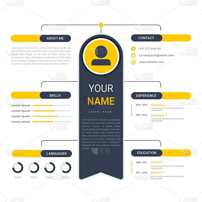 Online CV template vector design素材-花瓣网