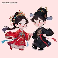 古风插画情侣免抠元素(点击左下角下载源文件)