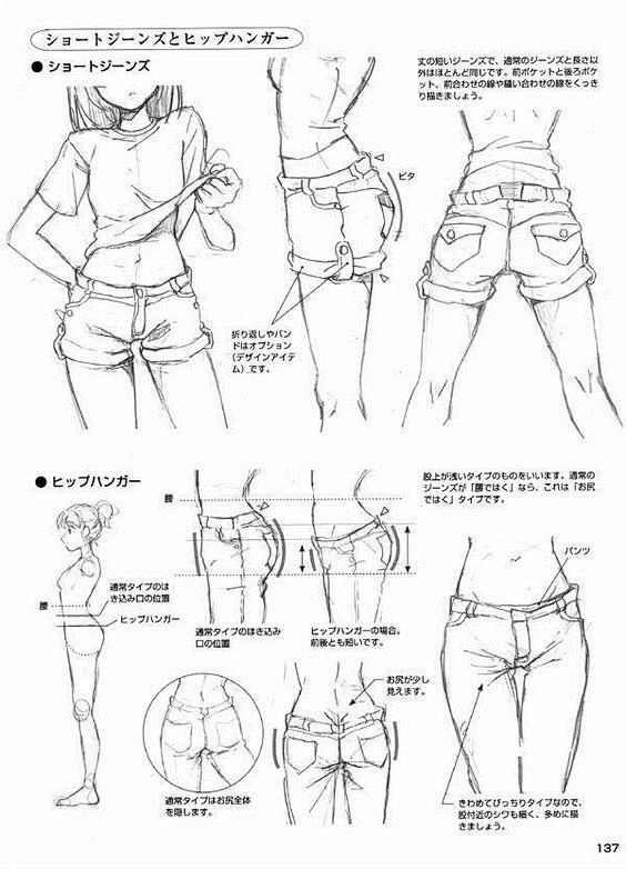 #绘画参考# 裤子的褶皱绘制的参考 ​​...