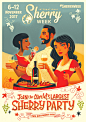 Sherry Week Poster : Illustrated, hand lettered poster promoting International Sherry Week