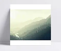高山深林山谷小溪风景插画矢量素材|山谷,小溪,森林,山丘,阳光,光芒,风景插画,自然风光,矢量素材