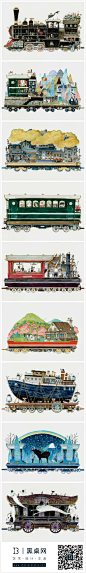 日本#水彩画#家junaida——「火车·雨·彩虹」，关于你迷失的回忆 #小清新#
