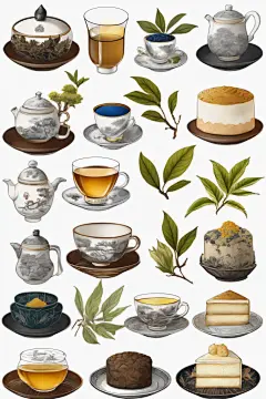 简约手绘美味清雅的茶叶图片插画