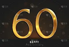 60周年快乐装饰卡片模板。