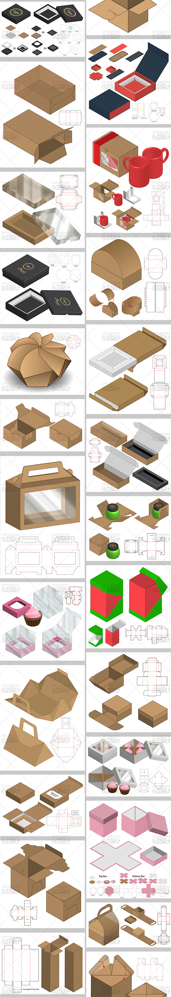 包装盒子纸箱纸袋3D展示模板产品设计稿刀...