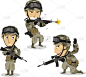 身着机枪头盔战服的士兵站着