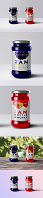 圆形的果酱玻璃罐瓶贴设计展示模型（Mockup）PSD下载 #素材#
