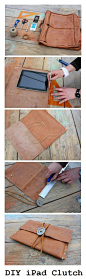 use old leather bag to make an ipad case or clutch.: 