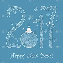 蓝色禅宗新年卡片2017