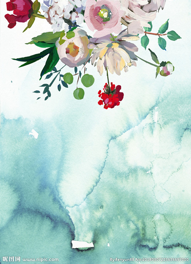 手绘水彩花卉背景图