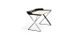 qwerty | desks : qwerty | desks - Desk with matt white (OP71) or graphite (OP69) painted frame and profile in polished stainless steel. Top in lacquered white (GF71) or graphite (GF69) embossed MDF. Leather pad as per sample card.