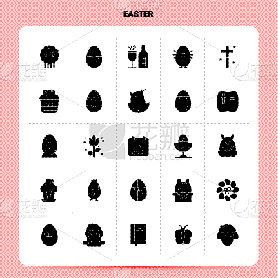 solid 25 easter icon set glyph style design black
