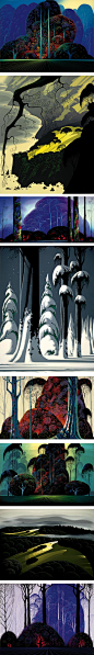 【树木插画系列图集下载】手绘树木作品水彩素描场景案例3500张