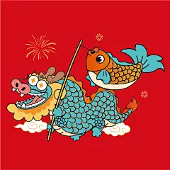 哈哈龙2024生肖插画生肖IP卡通形象设计表情包手机壳壁纸贴纸