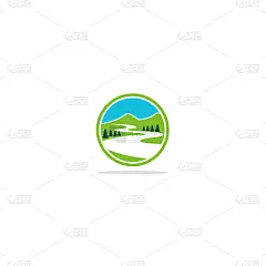mountain landscape river forest logo