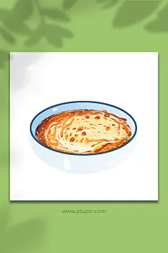 尼姑素面桂林特色美食元素插画