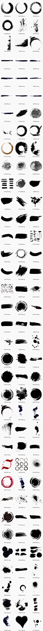 中国风水墨圆艺术字书法墨迹喷溅笔刷笔触渲染古典古风毛笔N019