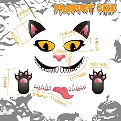 Amazon.com: POILKMNI 万圣节黑猫后备箱或零食汽车装饰套件,万圣节车库门装饰带眼睛、尖牙、舌头、鼻孔双面贴纸,适用于汽车 SUV 和卡车,万圣节装饰 : 庭院、草坪和园艺