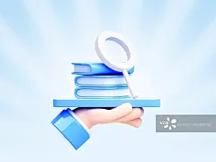 3D渲染的立体图标和卡通小手图片素材
