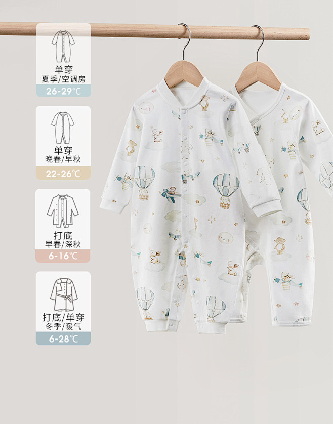 嫚熙和尚服婴儿春夏宝宝春秋装对襟连体衣新...