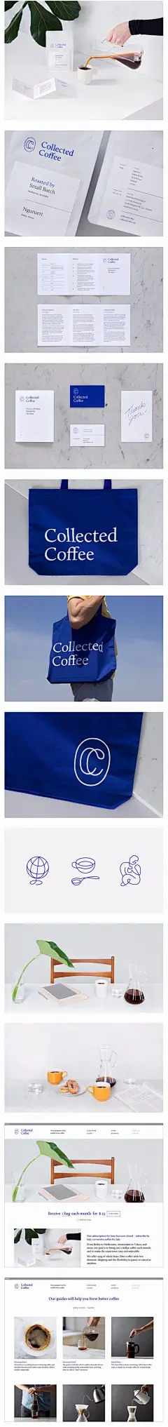 Collected Coffee咖啡品牌形象设计 餐饮VI 咖啡厅VI设计 折页 菜单 名片 名片设计  VI 手提袋 咖啡杯@北坤人素材