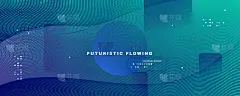 蓝色的动态波。流3 d飞行。向量