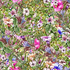 水彩画叶和花，图案无缝