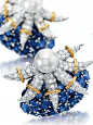 TIFFANY＆CO海星耳夹：珍珠、钻石、蓝宝石，设计师Jean Schlumberger为伊丽莎白泰勒定制设计。@北坤人素材