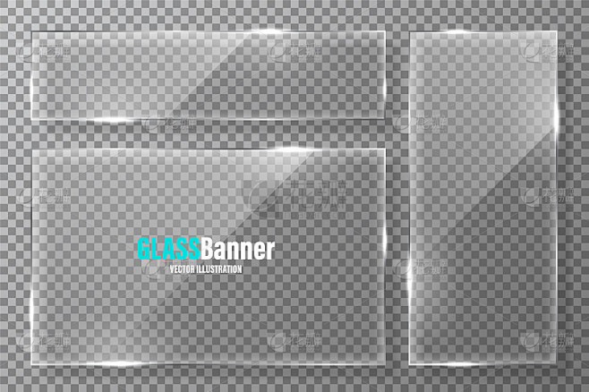Glass frames collection. Realistic transparent gla