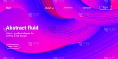 Landing Page Template with Abstract Fluid Shapes.