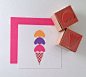 Mini Ice Cream Cone Set Rubber Stamp