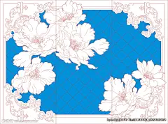 牡丹花芙蓉花艺术玻璃矢量图